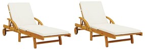 vidaXL Ξαπλώστρες με Μαξιλάρια 2 τεμ. 200x68x83 εκ. Μασίφ Ξύλο Ακακίας