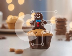 Intra Συλλεκτικό Ξύλινο Παζλ Plywood  4mm - Gingerbread Cupcake με σοκολάτα παγωμένο και ειδώλιο Gingerman Σε Ξύλινο Κουτί - Διαστάσεις: 10x10 cm – 25 κομμάτια