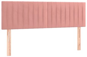 vidaXL Κρεβάτι Boxspring με Στρώμα &amp; LED Ροζ 140x190 εκ. Βελούδινο
