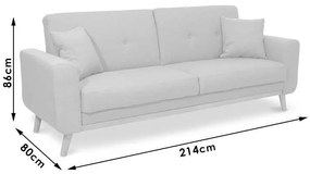 Καναπές - Kρεβάτι Carmelo Ύφασμα Ανθρακί 214x80x86 εκ. 214x80x86 εκ.