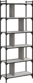 vidaXL Βιβλιοθήκη 6 Επιπέδων Γκρι Sonoma 76 x 32 x 192 εκ. Επεξ. Ξύλο