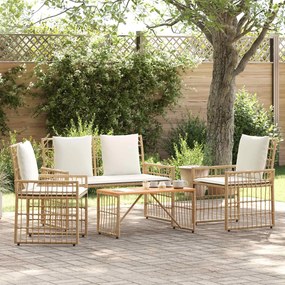 vidaXL Σετ Εξωτερικών Επίπλων 4 pcs Φυσικό και Κρέμα Λευκό