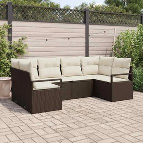 vidaXL Σετ Καναπέ Κήπου 6 pcs Καφέ και Λευκό συνθετικό ρατάν