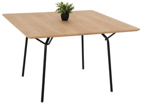 DINING TABLE SQUARE TRENK  MDF WITH OAK VENEER IN NATURAL-BLACK METAL LEGS 120x120x75Hcm.