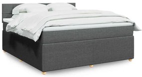 vidaXL Κρεβάτι Boxspring με Στρώμα Σκούρο Γκρι 180x200 εκ Υφασμάτιν