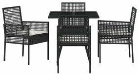 vidaXL Σέτ φαγητού για κήπο 5 pcs Μαύρο συνθετικό ρατάν