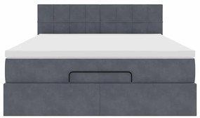 vidaXL Οθωμανικό κρεβάτι με στρώμα & LEDs Σκούρο γκρι 140x200cm Velvet