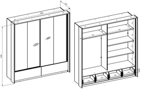 Ντουλάπα Shizen συρόμενη-Μήκος: 200 εκ.