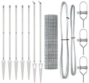 vidaXL Euro Fence με 7 Στερεωτικές Σφήνες 1.4x10 μ Γαλβανισμένος Χάλυβας