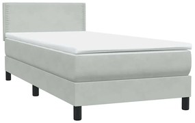 Box Spring κρεβάτι με στρώμα ανοιχτό γκρι 90x210 cm Βελούδινο - Γκρι