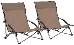 vidaXL Καρέκλες Παραλίας Πτυσσόμενες 2 τεμ. Taupe Υφασμάτινες