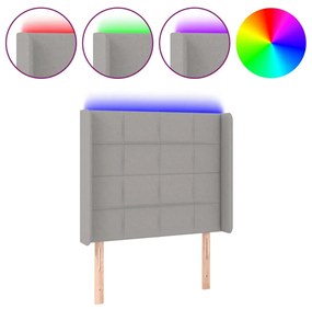 Κεφαλάρι Κρεβατιού LED Ανοιχτό Γκρι 83x16x118/128εκ. Υφασμάτινο 3124022