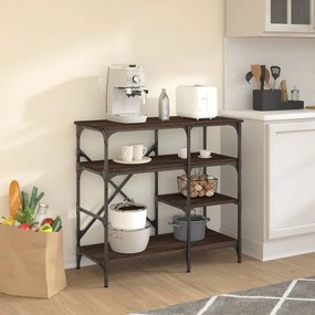 vidaXL Ραφιέρα Κουζίνας Καφέ Δρυς 90x40x84 εκ. Επεξ. Ξύλο &amp; Μέταλλο