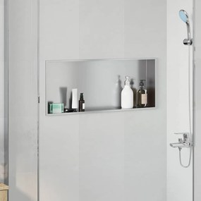 vidaXL Νίτσα Μπάνιου Ασημί 75 x 30 x 9.5 εκ. Ανοξείδωτο ατσάλι