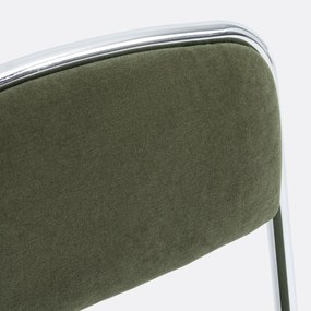 Σετ από 2 καρέκλες με επίστρωση χρωμίου και ύφασμα, Celestina