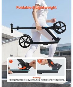 VEVOR Kick Scooter for Kids Ages 8+, Teens &amp; Adults, 2-Wheel Toddler Scooter with Adjustable Height Handlebar, Wide Anti-Slip Deck, Foldable Lightweight for Boys &amp; Girls up to 99.8 kg, Black + Blue