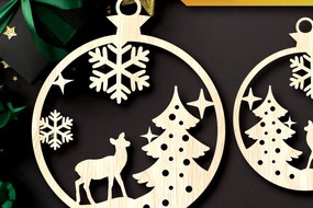 Σετ των 3 Intra απο ξύλο plywood 3mm-4mm πάχος - Στολίδια χριστουγεννιάτικων δέντρων με λέιζερ Δίασταση 6x6 cm INTRAFABR-104934329