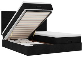 vidaXL Οθωμανικό κρεβάτι με στρώματα Μαύρο 160x200cm Ύφασμα