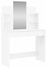 Μπουντουάρ με Καθρέφτη Γυαλιστερό Λευκό 96 x 39 x 142 εκ. - Λευκό