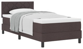vidaXL Κρεβάτι με Κουτί με Στρώμα Σκούρο Καφέ 90x200 εκ Ύφασμα