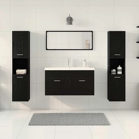 vidaXL Σετ Επίπλων Μπάνιου με ράφι 4 pcs Μαύρη Οξυά Επεξεργασμένο ξύλο