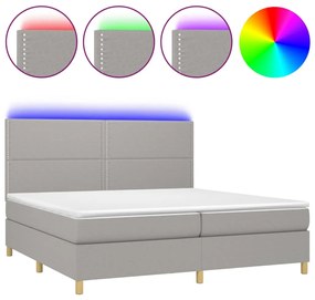 vidaXL Κρεβάτι Boxspring με Στρώμα &amp; LED Αν.Γκρι 200x200εκ. Υφασμάτινο