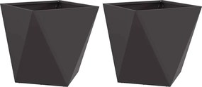 vidaXL Γλάστρα 2 τμχ. Μαύρο 40 x 40 x 40 cm Ατσάλι