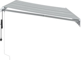 vidaXL Τέντα Πτυσσόμενη Αυτόματη με LED Ανθρακί / Λευκή 350x250 εκ.
