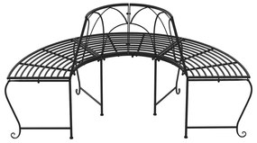 vidaXL Παγκάκι Δέντρου Ημικυκλικό Μαύρο Ø159 εκ. Ατσάλινο