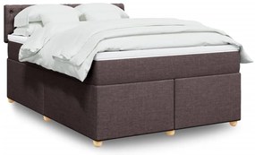 vidaXL Κρεβάτι Boxspring με Στρώμα Σκούρο Καφέ 160x200 εκ Υφασμάτινο
