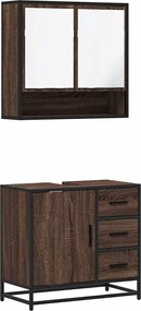 vidaXL Σετ Επίπλων Μπάνιου 2 Τεμαχίων Καφέ Δρυς από Τεχν. Ξύλο