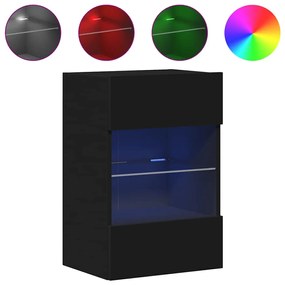 vidaXL Έπιπλα Τοίχου Τηλεόρασης με LED 2 Τεμ. Μαύρα 40x30x60,5 εκ.