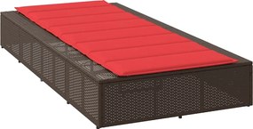 vidaXL Ξαπλώστρα με πλωτό μαξιλάρι Brown Poly Rattan