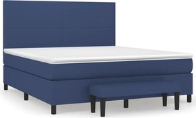vidaXL Κρεβάτι Boxspring με Στρώμα Μπλε 160x200 εκ. Υφασμάτινο