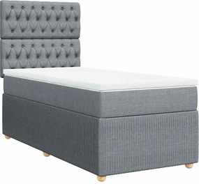 vidaXL Κρεβάτι Boxspring με Στρώμα Ανοιχτό Γκρι 100x200 εκ. Υφασμάτινο