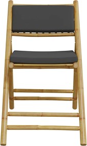 vidaXL Σετ Bistro Πτυσσόμενο 3 τεμ. από Μπαμπού με Μαξιλάρια