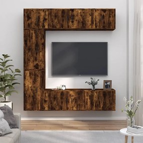 vidaXL Σετ Επίπλων Τηλεόρασης 7 Τεμαχίων Καπνιστή δρυς Επεξ. Ξύλο