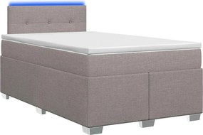 vidaXL Κρεβάτι Box Spring με Στρώμα και LED Taupe 120 x 200 cm Ύφασμα