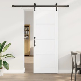 vidaXL Συρόμενη Πόρτα με Σετ Υλικών Λευκή 78x211 εκ. Συμπαγές Ξύλο Πεύκο