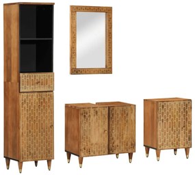 vidaXL Έπιπλα Μπάνιου Σετ 4 Τεμαχίων από Μασίφ Ξύλο Μάνγκο