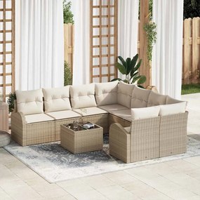 vidaXL Σετ Καναπέ Κήπου 9 pcs Μπεζ 55 x 55 x 37 εκ συνθετικό ρατάν