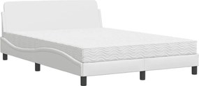vidaXL Κρεβάτι με Στρώμα Dover Λευκό 140x190εκ.από Συνθετικό Δέρμα
