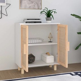 vidaXL Ντουλάπι Λευκό 60 x 30 x 70 εκ. από Μασίφ Πεύκο &amp; Φυσικό Ρατάν