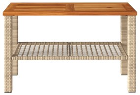vidaXL Τραπέζι Κήπου Μπεζ 70x38x42 εκ. Συνθετικό Ρατάν & Ξύλο Ακακίας