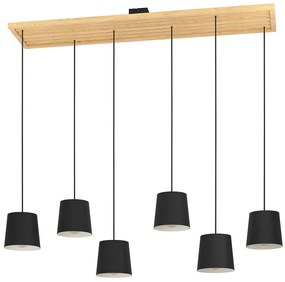 Φωτιστικό Οροφής - Ράγα Camarioca 390131 122x31x150cm 6xE27 40W Black-Brown Eglo Steel,Wood