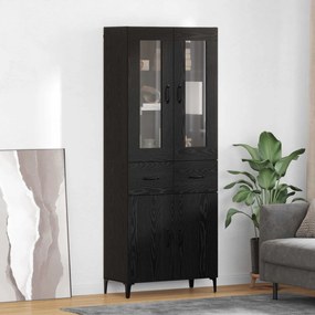 Highboard Μαύρη Οξυά 69,5 x 34 x 180 εκ. Επεξεργασμένο ξύλο
