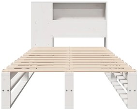 vidaXL Κρεβάτι Βιβλιοθήκη Χωρίς Στρώμα Λευκό 90x190 εκ Μασίφ Πεύκο