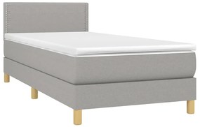 Κρεβάτι Boxspring με Στρώμα &amp; LED Αν.Γκρι 90x190 εκ. Υφασμάτινο - Γκρι