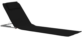 vidaXL Στρώματα - Ξαπλώστρες Πτυσσόμενα 2 τεμ. Μαύρα από Ατσάλι/Ύφασμα