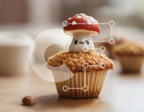 Intra Συλλεκτικό Ξύλινο Παζλ Plywood  4mm - Cupcake με κομματάκια σοκολάτας σε τεχνητό μανιτάρι Σε Ξύλινο Κουτί - Διαστάσεις: 10x10 cm – 25 κομμάτια